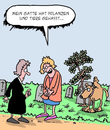 Cartoon: Pflanzen und Tiere (medium) by Karsten Schley tagged liebe,familie,tod,männer,frauen,witwen,friedhöfe,pflanzen,tiere,liebe,familie,tod,männer,frauen,witwen,friedhöfe,pflanzen,tiere