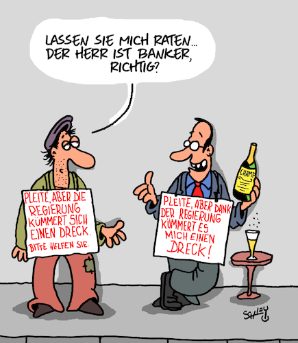 Cartoon: Pleite! (medium) by Karsten Schley tagged banken,bankenkrise,bankenrettung,soziales,rettungspakete,politik,armut,gesellschaft,banken,bankenkrise,bankenrettung,soziales,rettungspakete,politik,armut,gesellschaft