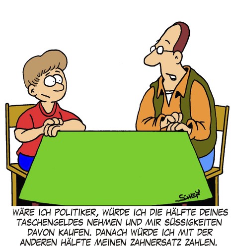 Cartoon: Politiker (medium) by Karsten Schley tagged kinder,eltern,väter,kindheit,politiker,politik,taschengeld,einkommen,gesundheit,steuern,kinder,eltern,väter,kindheit,taschengeld,einkommen,gesundheit,steuern,politik,politiker,familie,vater,kind,sohn,geld,finanzen,ratschlag