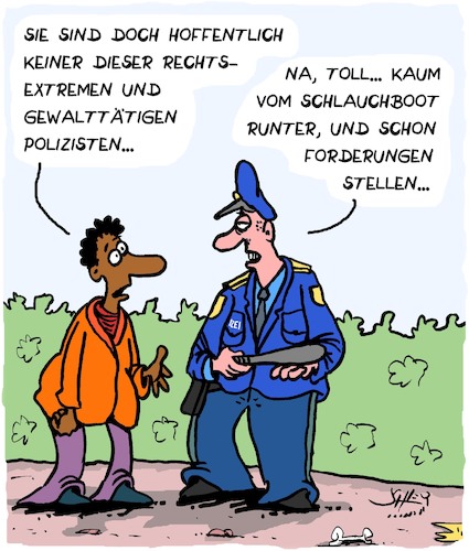 Cartoon: Polizei! (medium) by Karsten Schley tagged polizei,polizeigewalt,rechtsextremismus,machtmissbrauch,politik,verschwörungen,demokratie,gesellschaft,deutschland,polizei,polizeigewalt,rechtsextremismus,machtmissbrauch,politik,verschwörungen,demokratie,gesellschaft,deutschland