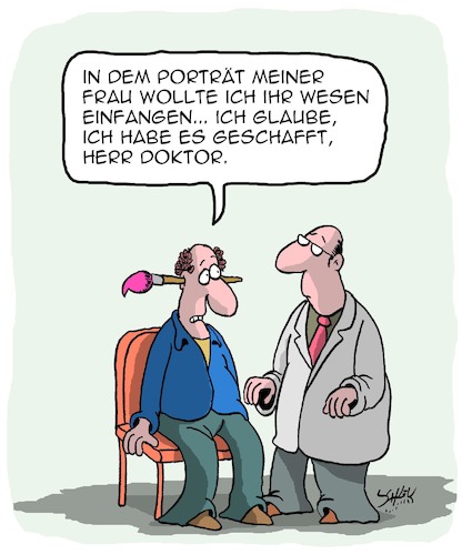 Cartoon: Porträt (medium) by Karsten Schley tagged kunst,porträts,künstler,malerei,ärzte,patienten,gesundheit,kunstkritik,männer,frauen,liebe,beziehungen,gesellschaft,kunst,porträts,künstler,malerei,ärzte,patienten,gesundheit,kunstkritik,männer,frauen,liebe,beziehungen,gesellschaft