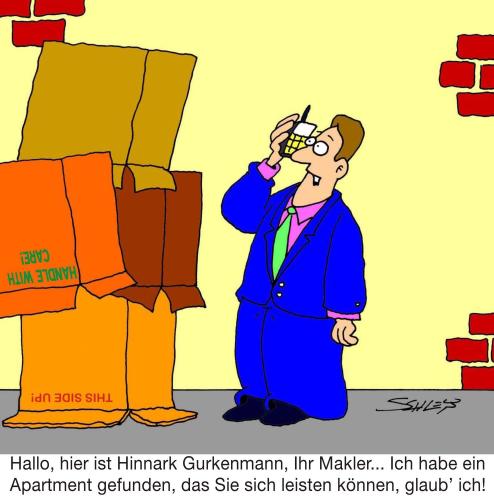 Cartoon: Preiswerter Wohnraum (medium) by Karsten Schley tagged wohnungen,wohnungsmarkt,häusermarkt,immobilien