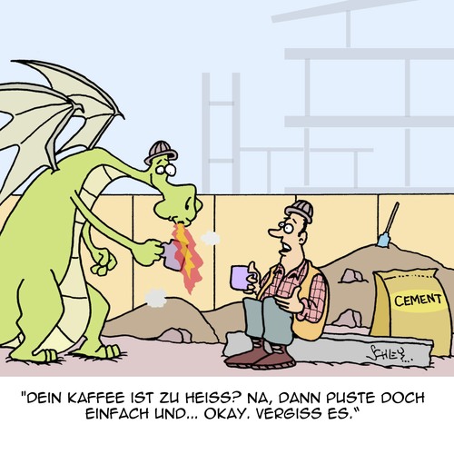 Cartoon: PUUUUSTEN!! (medium) by Karsten Schley tagged arbeit,jobs,arbeiter,bauarbeiter,pause,ernährung,kaffee,gesundheit,tiere,drachen,arbeit,jobs,arbeiter,bauarbeiter,pause,ernährung,kaffee,gesundheit,tiere,drachen