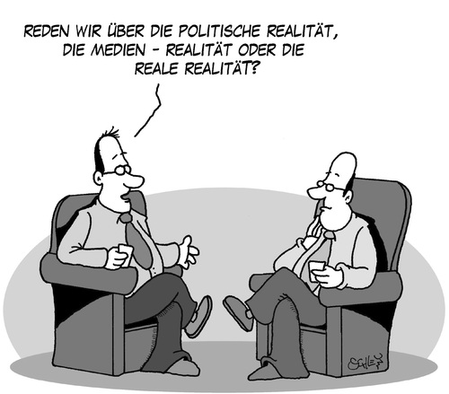Cartoon: Realität (medium) by Karsten Schley tagged politik,parteien,diskussion,politiker,medien,gesellschaft,berichterstattung,wahrnehmung,deutschland,demokratie,politik,parteien,diskussion,politiker,medien,gesellschaft,berichterstattung,wahrnehmung,deutschland,demokratie
