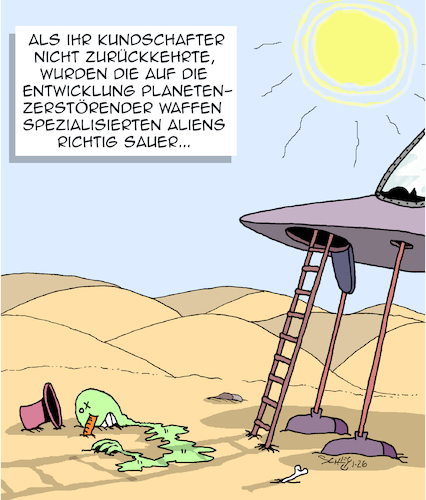 Cartoon: RICHTIG sauer... (medium) by Karsten Schley tagged aliens,politik,scifi,kundschafter,erde,waffen,ufos,raumfahrt,außenpolitik,zerstörung,horror,medien,gesellschaft,klima,hitze,wüste,aliens,politik,scifi,kundschafter,erde,waffen,ufos,raumfahrt,außenpolitik,zerstörung,horror,medien,gesellschaft,klima,hitze,wüste