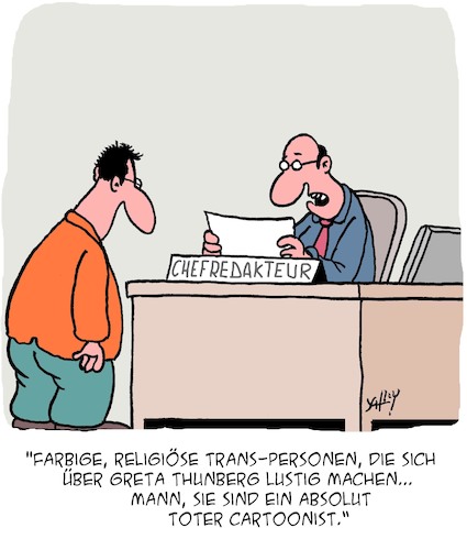 Cartoon: Riskant (medium) by Karsten Schley tagged cartoons,karikaturen,satire,transgender,greta,medien,kunst,künstler,pressefreiheit,religion,bigotterie,gesellschaft,cartoons,karikaturen,satire,transgender,greta,medien,kunst,künstler,pressefreiheit,religion,bigotterie,gesellschaft