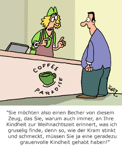 Cartoon: Schon wieder Weihnachten?? (medium) by Karsten Schley tagged weihnachten,kindheit,erinnerungen,spezialitäten,religion,feiertage,christentum,gesellschaft,weihnachten,kindheit,erinnerungen,spezialitäten,religion,feiertage,christentum,gesellschaft