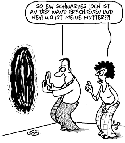 Cartoon: Schwarzes Loch (medium) by Karsten Schley tagged schwarze,löcher,weltraum,forschung,wissenschaft,familie,ehe,liebe,beziehungen,männer,frauen,schwiegermütter,schwarze,löcher,weltraum,forschung,wissenschaft,familie,ehe,liebe,beziehungen,männer,frauen,schwiegermütter