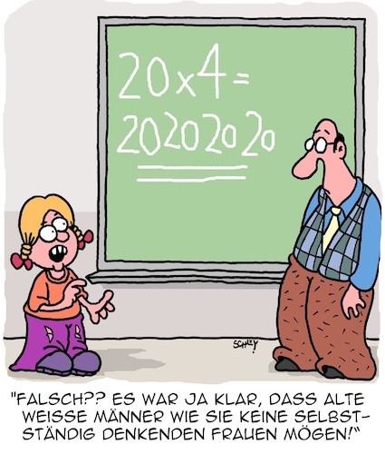 Cartoon: Selbstbewusste Frauen (medium) by Karsten Schley tagged frauen,mädchen,schule,mathematik,lösungen,lehrer,männer,gesellschaft,chauvinismus,frauenfeindlichkeit,logik,frauen,mädchen,schule,mathematik,lösungen,lehrer,männer,gesellschaft,chauvinismus,frauenfeindlichkeit,logik