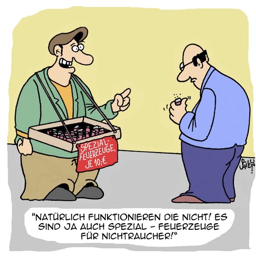 Cartoon: SO muss Technik!! (medium) by Karsten Schley tagged raucher,nichtraucher,nichtraucherschutz,gesundheit,verkäufer,verkaufen,business,wirtschaft,raucher,nichtraucher,nichtraucherschutz,gesundheit,verkäufer,verkaufen,business,wirtschaft