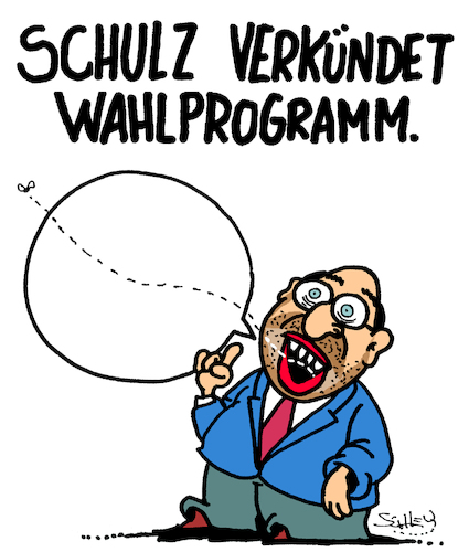 Cartoon: SPD-Wahlprogramm (medium) by Karsten Schley tagged politik,wahlen,deutschland,spd,schulz,europa,umfragen,inhalte,informationen,wahlkampf,politik,wahlen,deutschland,spd,schulz,europa,umfragen,inhalte,informationen,wahlkampf