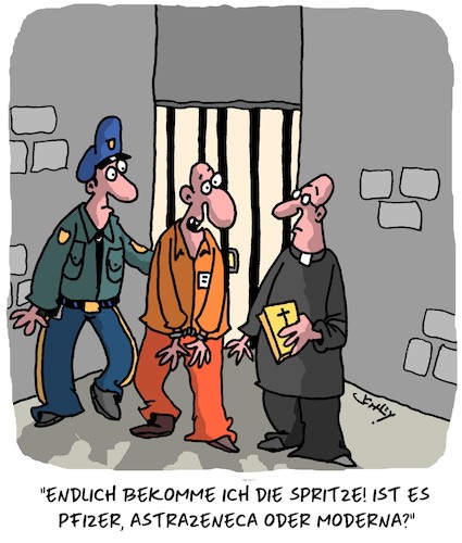 Cartoon: Spritze! (medium) by Karsten Schley tagged politik,impfung,coronavirus,moderna,pfizer,astrazeneca,justiz,gefängnisse,todeszelle,todesstrafe,giftspritze,gesetze,gesellschaft,politik,impfung,coronavirus,moderna,pfizer,astrazeneca,justiz,gefängnisse,todeszelle,todesstrafe,giftspritze,gesetze,gesellschaft