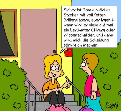 Cartoon: Stinkreich (medium) by Karsten Schley tagged liebe,ehe,scheidung,geld,gesellschaft,männer,frauen,kinder,jugend,zukunft,liebe,ehe,scheidung,geld,gesellschaft,männer,frauen,kinder,jugend,zukunft,familie