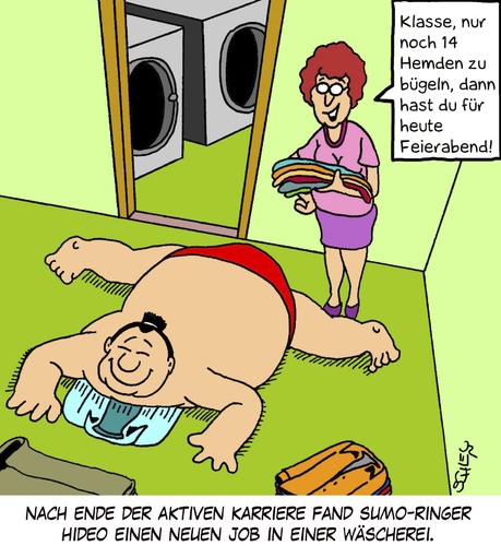 Cartoon: Sumo - Ringer (medium) by Karsten Schley tagged sport,gesellschaft,jobs,arbeit,arbeitsplätze,wirtschaft,geld,sport,gesellschaft,jobs,arbeitsplätze,wirtschaft,geld,arbeit,feierabend,karriere