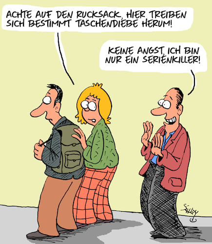 Cartoon: Taschendiebe (medium) by Karsten Schley tagged taschendiebstahl,medien,kultur,kriminalität,tourismus,reisen,verbrechen,gesellschaft,taschendiebstahl,medien,kultur,kriminalität,tourismus,reisen,verbrechen,gesellschaft