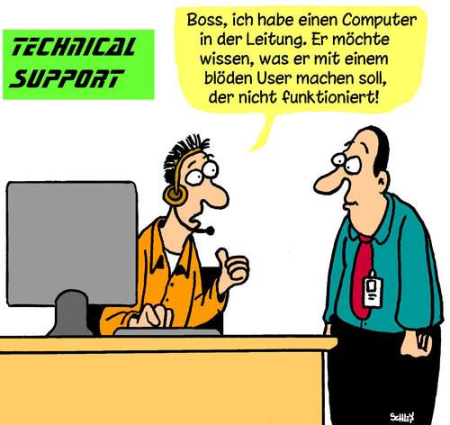 Cartoon: Technik (medium) by Karsten Schley tagged kommunikation,user,computer,kundenservice,technik,technik,kundenservice,computer,user,kommunikation