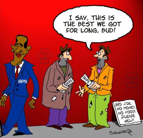 Cartoon: The best I got for long (medium) by Karsten Schley tagged politics,usa,obama,economy,business,jobs