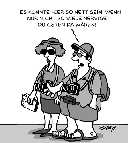Cartoon: Touristen (medium) by Karsten Schley tagged urlaub,tourismus,ferien,reisen,freizeit,gesellschaft,urlaub,tourismus,ferien,reisen,freizeit,gesellschaft
