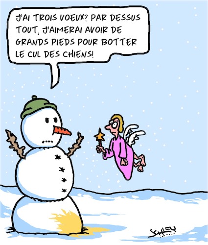 Cartoon: Trois Voeux (medium) by Karsten Schley tagged noel,voeux,bonhommes,de,neige,fees,hiver,chiens,noel,voeux,bonhommes,de,neige,fees,hiver,chiens