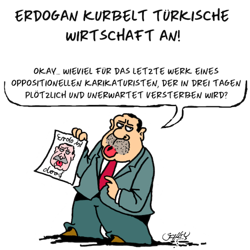 Cartoon: Türkische Wirtschaft (medium) by Karsten Schley tagged erdogan,türkei,wirtschaft,politik,geld,pleite,umsätze,gesellschaft,meinungsfreiheit,karikaturen,pressefreiheit,erdogan,türkei,wirtschaft,politik,geld,pleite,umsätze,gesellschaft,meinungsfreiheit,karikaturen,pressefreiheit