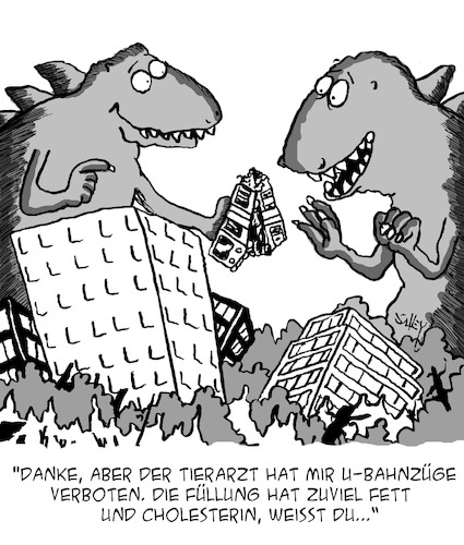 Cartoon: VERBOTEN! (medium) by Karsten Schley tagged gesundheit,ernährung,cholesterin,fett,monster,filme,spezialeffekte,medien,kino,scifi,entertainment,gesellschaft,gesundheit,ernährung,cholesterin,fett,monster,filme,spezialeffekte,medien,kino,scifi,entertainment,gesellschaft