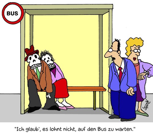 Cartoon: Verspätet (medium) by Karsten Schley tagged steuern,öffentlicher,busse,öpnv,transport,verspätungen,bahnen,nahverkehr,dienst,busse,bvg,nahverkehr,bahnen,verspätungen,transport,steuern,öpnv