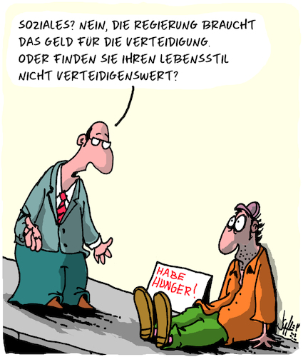 Cartoon: Verteidigung (medium) by Karsten Schley tagged verteidigung,politik,budget,haushalt,geld,soziales,demokratie,kapitalismus,lebensstil,gesellschaft,verteidigung,politik,budget,haushalt,geld,soziales,demokratie,kapitalismus,lebensstil,gesellschaft