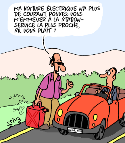 Cartoon: Voitures Electriques (medium) by Karsten Schley tagged voitures,trafic,economie,industrie,infrastructure,environnement,politique,societe,voitures,trafic,economie,industrie,infrastructure,environnement,politique,societe