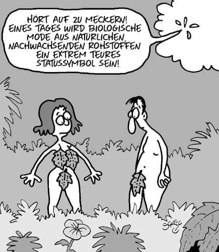 Cartoon: Voll Bio! (medium) by Karsten Schley tagged mode,bio,kultur,organisch,rohstoffe,nachhaltigkeit,kleidung,paradies,mythen,legenden,religion,gesellschaft,medien,mode,bio,kultur,organisch,rohstoffe,nachhaltigkeit,kleidung,paradies,mythen,legenden,religion,gesellschaft,medien