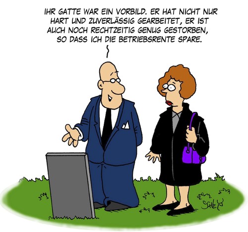 Cartoon: Vorbild (medium) by Karsten Schley tagged arbeitgeber,arbeitnehmer,wirtschaft,business,jobs,kapitalismus,ausbeutung,geld,arbeit,rente,pension,rentner,pensionäre,betriebsrente,leben,tod,arbeitgeber,arbeitnehmer,wirtschaft,business,jobs,kapitalismus,ausbeutung,geld,arbeit,rente,pension,rentner,pensionäre,betriebsrente,leben,tod