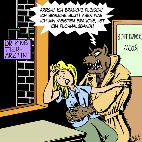 Cartoon: Was ein Werwolf braucht (medium) by Karsten Schley tagged tiermedizin,tiere,kino,monster,werwölfe,filme,horror,unterhaltung,literatur,literatur,unterhaltung,horror,filme,werwölfe,monster,kino,tiere,tiermedizin