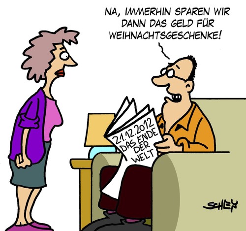 Cartoon: Weihnachten 2012 (medium) by Karsten Schley tagged mayaprophezeiung,aberglaube,weihnachten,festtage,religion,zeitungen,journalismus,2012,geld,weihnachtsgeschenke,umsatz,wirtschaft,aberglaube,weihnachten,festtage,religion,zeitungen,journalismus