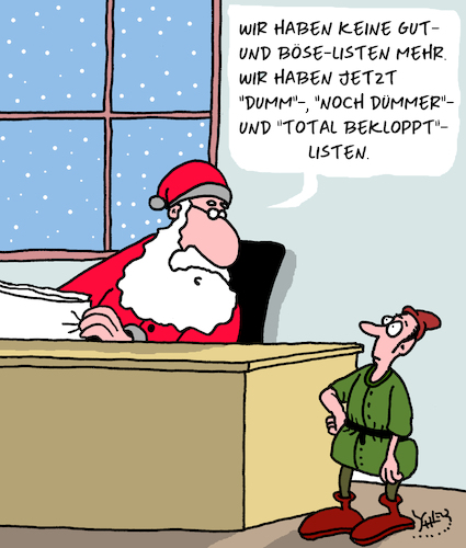 Cartoon: Weihnachten 2017 (medium) by Karsten Schley tagged weihnachten,feiertage,weihnachtsmann,listen,geschenke,winter,elfen,religion,christentum,weihnachten,feiertage,weihnachtsmann,listen,geschenke,winter,elfen,religion,christentum