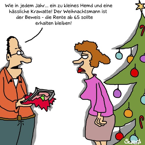 Cartoon: Weihnachtsgeschenk (medium) by Karsten Schley tagged gesellschaft,rente,politik,rentner,weihnachten,religion,ehe,liebe,gesellschaft,rente,politik,rentner,weihnachten,religion,ehe,liebe