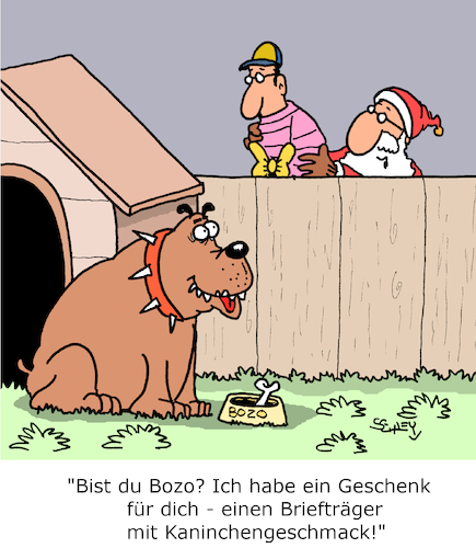 Cartoon: Weihnachtsgeschenk für den Hund (medium) by Karsten Schley tagged haustiere,hunde,weihnachten,geschenke,briefträger,festtage,religion,christentum,gesellschaft,haustiere,hunde,weihnachten,geschenke,briefträger,festtage,religion,christentum,gesellschaft