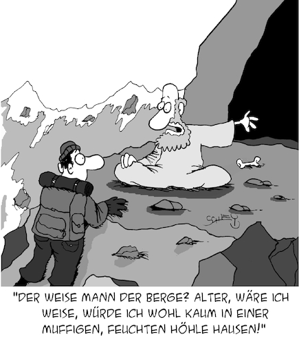 Cartoon: Weiser Mann (medium) by Karsten Schley tagged weisheit,consultants,philosophie,berge,bergsteiger,mythen,wohnen,esoterik,religion,sinnsuche,gesellschaft,weisheit,consultants,philosophie,berge,bergsteiger,mythen,wohnen,esoterik,religion,sinnsuche,gesellschaft