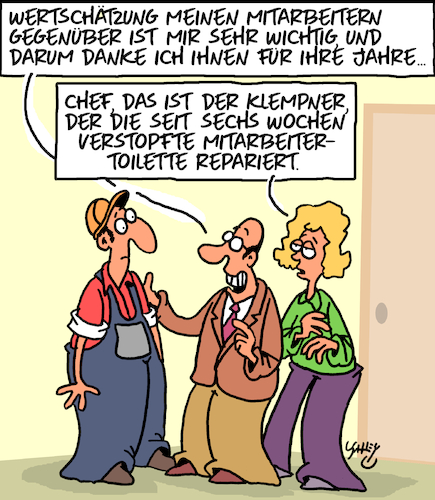 Cartoon: Wertschätzung (medium) by Karsten Schley tagged arbeitgeber,arbeitnehmer,wertschätzung,wirtschaft,business,gesellschaft,arbeitgeber,arbeitnehmer,wertschätzung,wirtschaft,business,gesellschaft