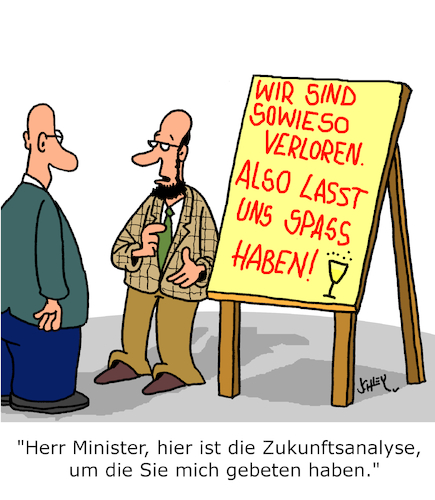 Cartoon: Zukunftsanalyse (medium) by Karsten Schley tagged zukunft,analysen,politik,prognosen,gesellschaft,menschheit,zukunft,analysen,politik,prognosen,gesellschaft,menschheit