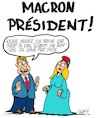 Cartoon: Emmanuel Macron (small) by Karsten Schley tagged macron,politik,frankreich,fn,wahlen,marine,le,pen,rechtsextremismus,faschismus,europa,eu,rassismus,religion,demokratie
