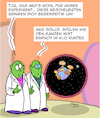 Cartoon: Experiment gescheitert (small) by Karsten Schley tagged erde,menschheit,experimente,aliens,geschichte,wissenschaft,scheitern,intelligenz,gesellschaft