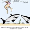 Cartoon: Französisch (small) by Karsten Schley tagged tiere,meer,urlaub,haie,schwimmen,sport,schönheit,körper,frauen,küche,nahrung