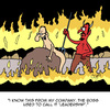 Cartoon: I KNOW THAT!! (small) by Karsten Schley tagged empmoyers,employees,management,leadership,business,work,jobs,life,death,hell,devil,religion