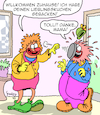Cartoon: Willkommen zuhause (small) by Karsten Schley tagged eltern,kinder,familie,zuhause,liebe,mütter,söhne,kuchen,clowns,gesellschaft