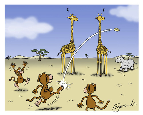 Cartoon: Monkey Rugby (medium) by Egero tagged rugby