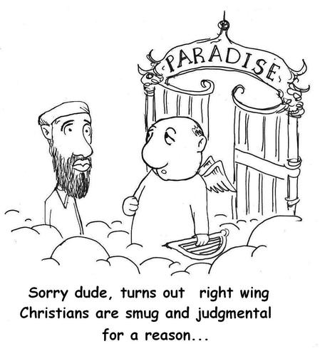 Cartoon: Osama goes to heaven (medium) by urbanmonk tagged politics,religion
