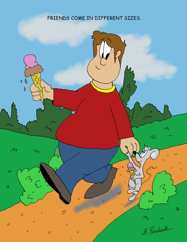 Cartoon: Friends (medium) by Brian Ponshock tagged friendship,icecream,walking