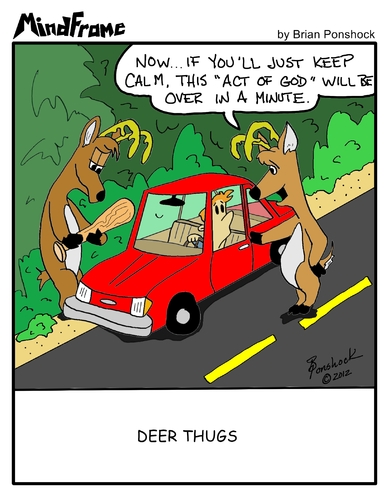 Cartoon: MINDFRAME (medium) by Brian Ponshock tagged deer,collision