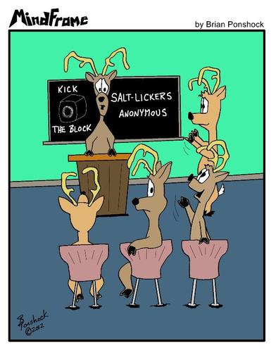 Cartoon: Salt Lickers (medium) by Brian Ponshock tagged deer,drugs