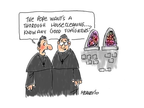 Cartoon: Housecleaning (medium) by John Meaney tagged priest,vatican,religion