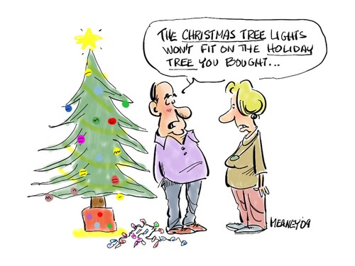 Cartoon: Make Up Our Minds (medium) by John Meaney tagged tree,lights,christmas